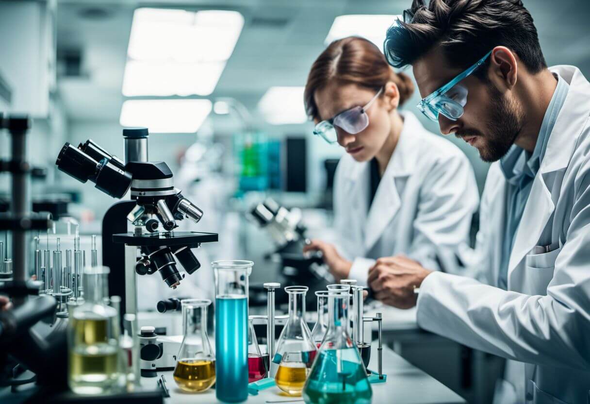 Scientists analyzing MiO ingredients